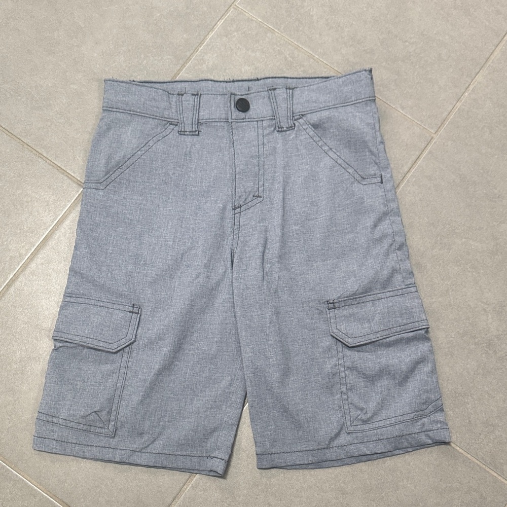 Gray Kids Cargo Shorts with adjustable waist